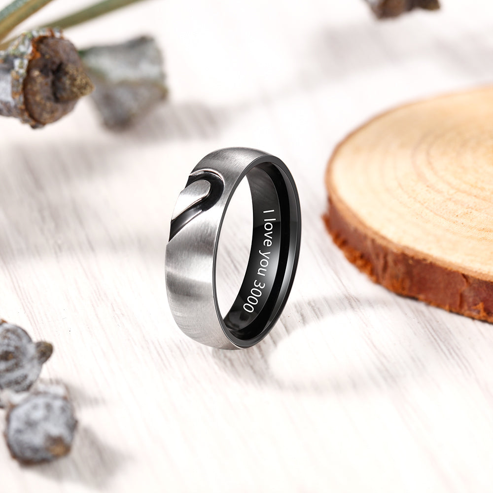 Custom Love Heart Couples Ring Set-xinru