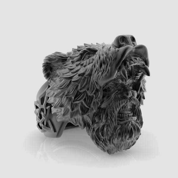 Viking Bear Warrior Mens Silver Stainless Steel Biker Rings Vintage Jewelry-xinru