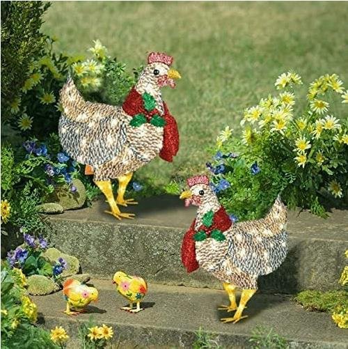 Light-Up Chicken with Scarf Christmas Holiday Decoration-xinru shop