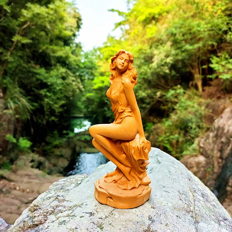 Carving Ornaments Of Boxwood Hand Carved Goddess Statue-xinru