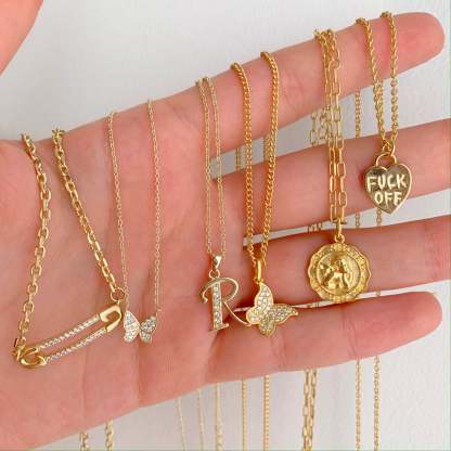 Delicate and Elegant Vintage Gold Pendant Necklace-xinru