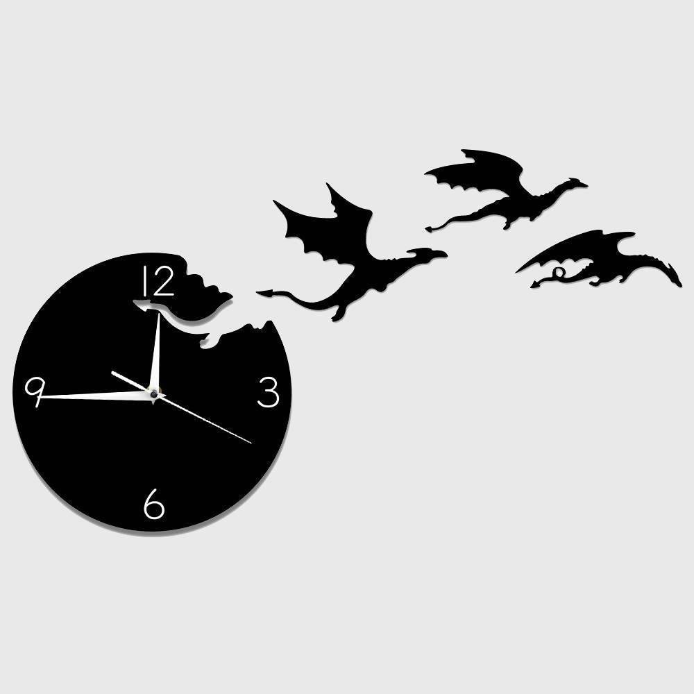 Magic Flying Angry Fantasy Dragon Wall Clock Abstract Gothic Fairytale Art-xinru