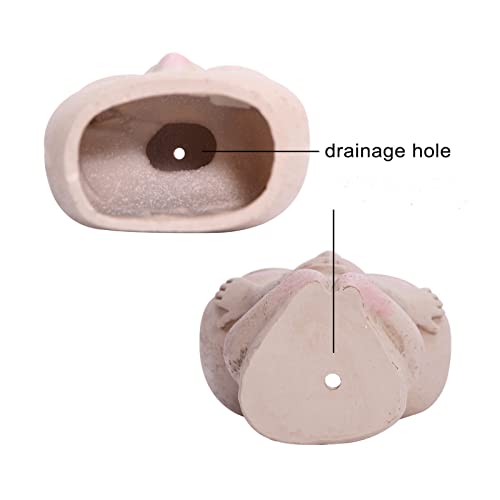 Face Flower Pot Head Planter Pot Succulent Planter Cute Resin Cactus Planter With Drainage Hole Closed Eyes-xinru shop