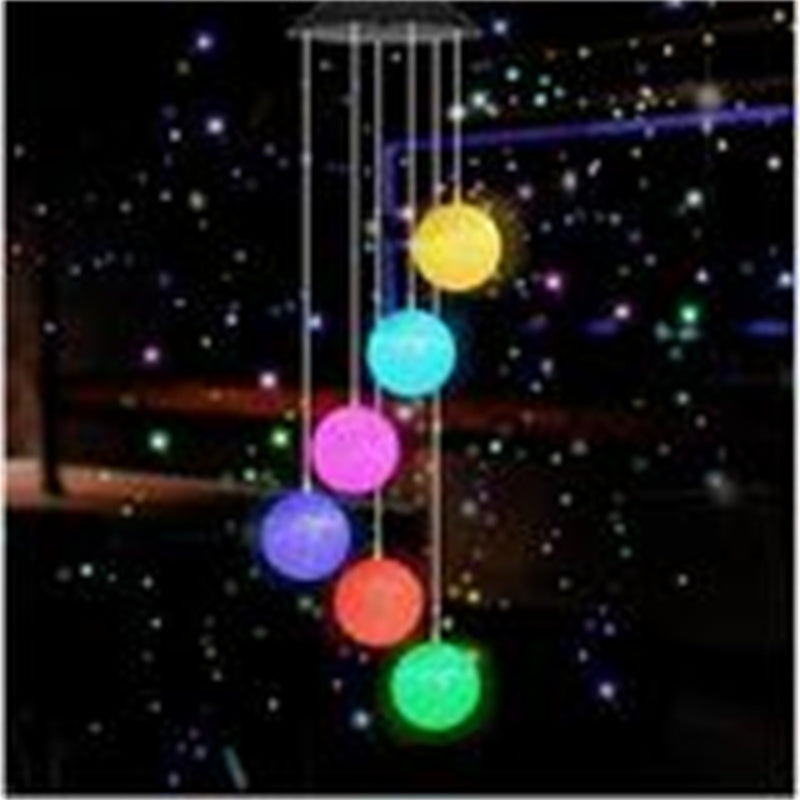 Solar Powered Color Changing Crystal Ball Wind Chime-xinru