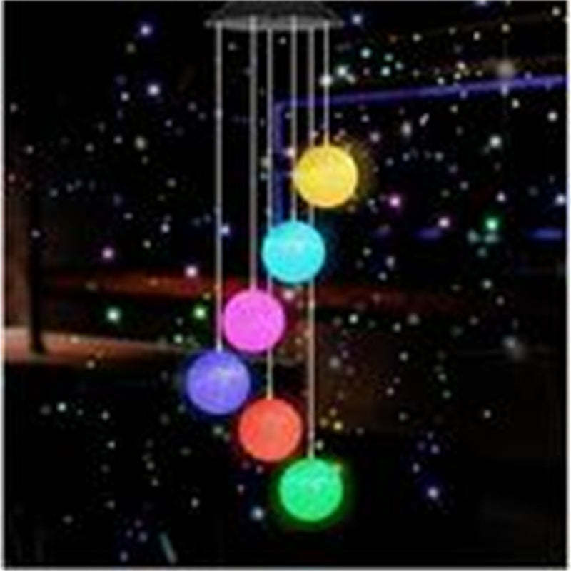 Solar Powered Color Changing Crystal Ball Wind Chime-xinru