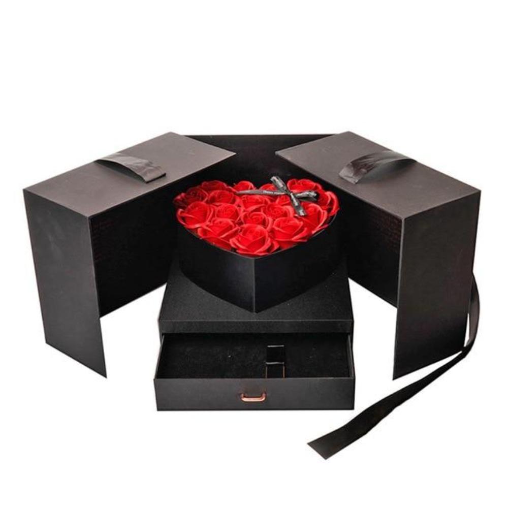 Deluxe Heart Rose Bouquet Immortal Enchanted Soap Flower With Gift Box-xinru