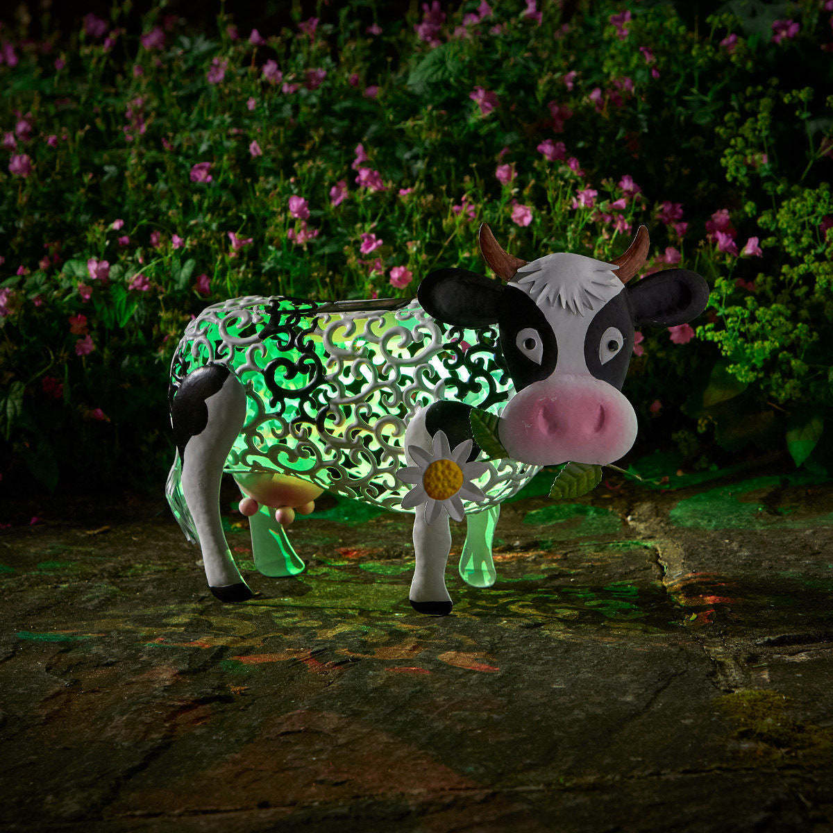 Animal Shaped Garden Decorative Iron Cock Cow LED Solar Light-xinru