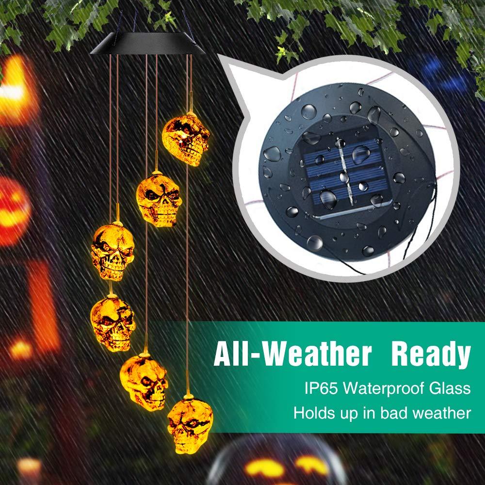 Solar Light Outdoor Skeleton Skull Wind Chime Halloween Decorations Lights-xinru
