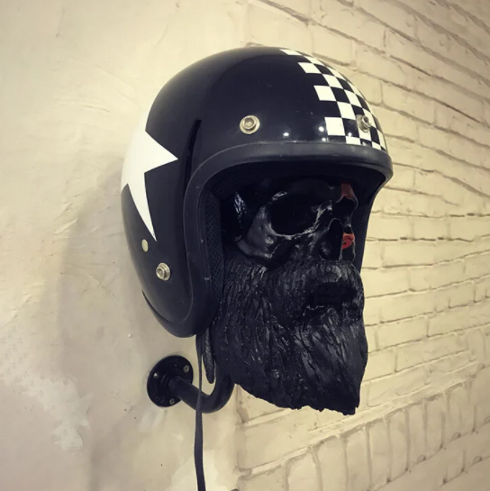 Motorcycle Helmet Skull With Beard Helmet Rack Gift For Bikers-xinru