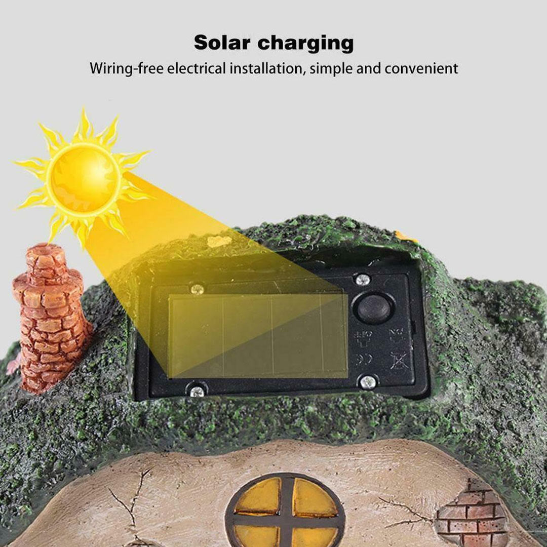 Fairy House Statue Solar Power Light Lawn Yard Outdoor Garden Lamp Decor-xinru