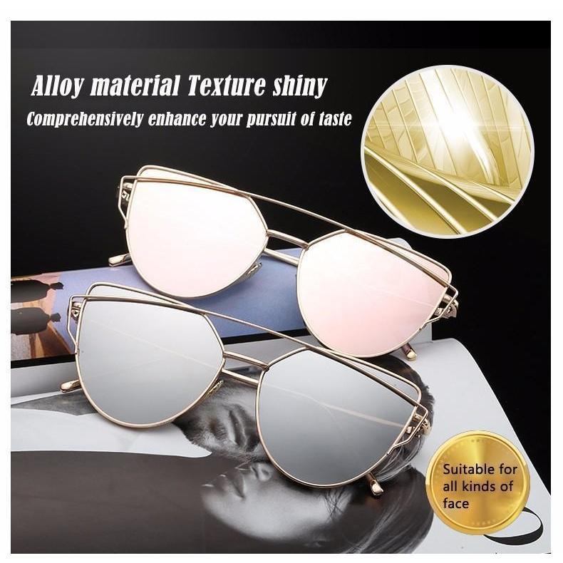Classic Women's Fashion Metal Big Cat Eye Sunglasses-xinru