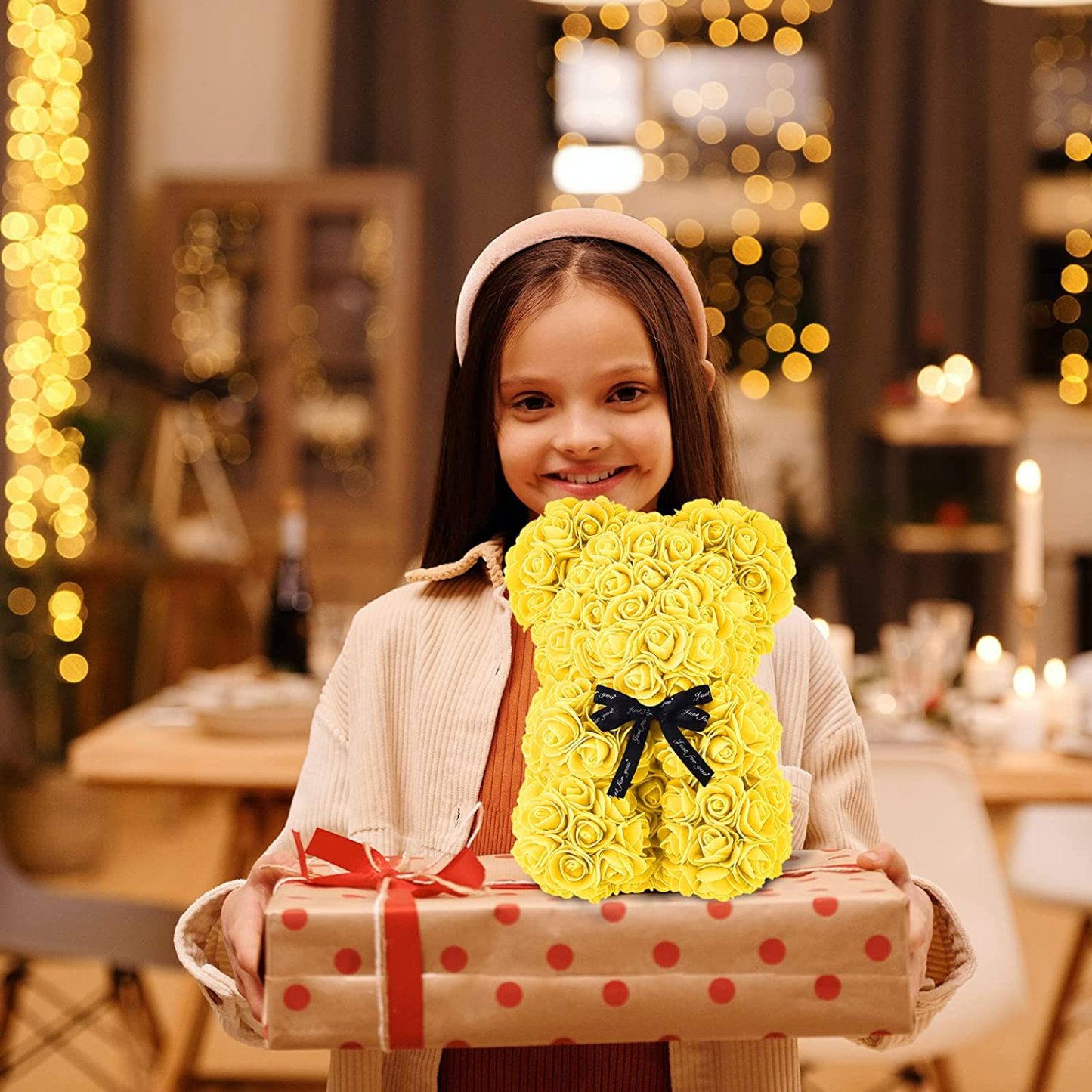 Mother's Day Gift Rose Bear With Box String Lights Necklace-xinru