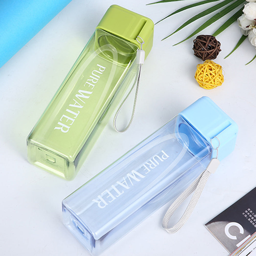 Water Bottle Outdoor Portable 450ml Water Cup Square Plastic Sports Drink Bottle-xinru
