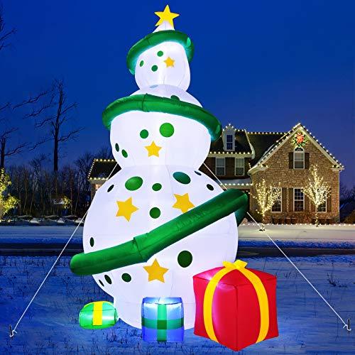 TURNMEON 12 Ft Giant Christmas Tree Inflatables Decoration with Lights,Blow Up Snowballs Tree Outdoor Decoration with Build-in LEDs Tethers Stakes Christmas Decor Holiday Party Yard Garden Lawn Decor-xinru shop