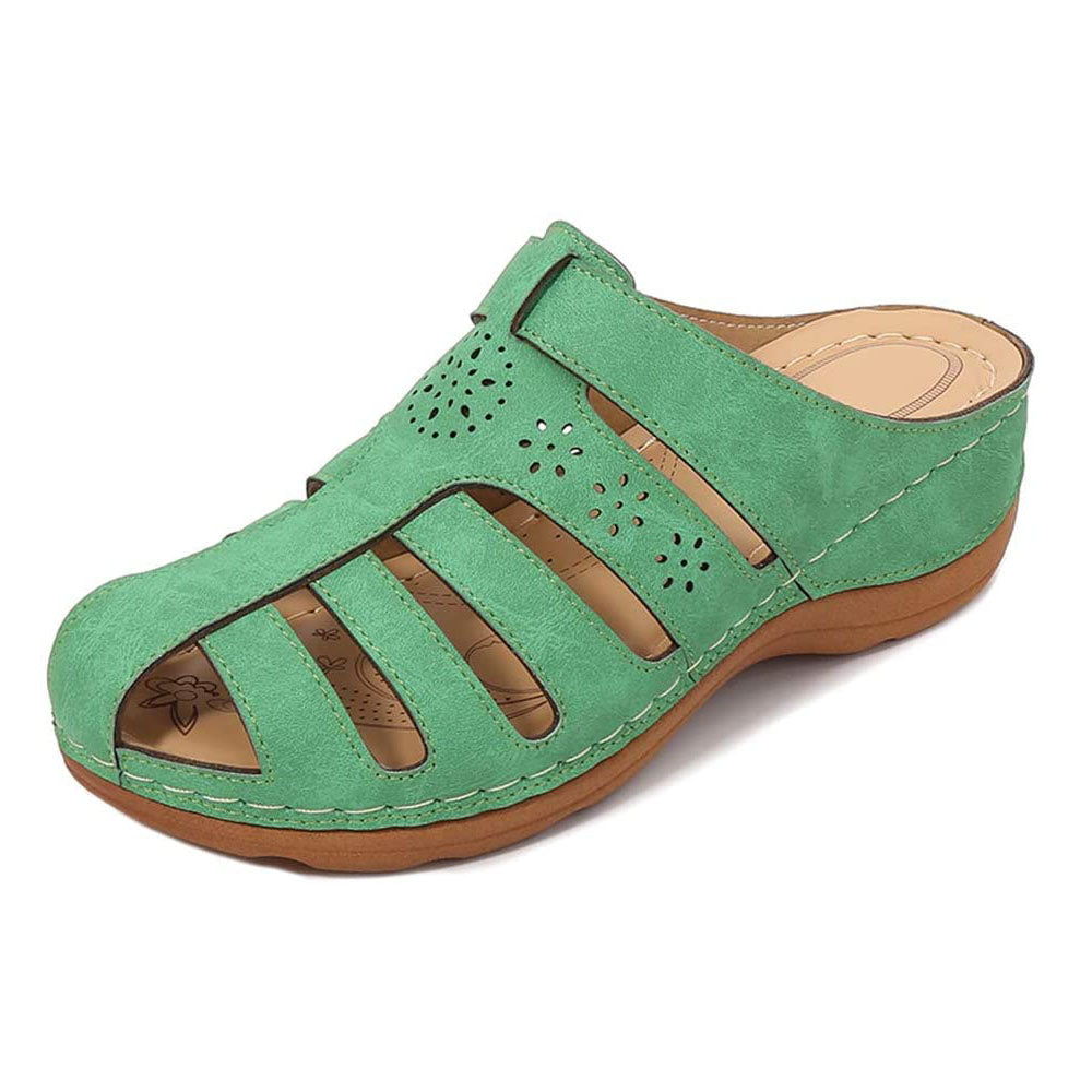 Hollow Out Closed Toe Wedges Backless Sandals-xinru shop