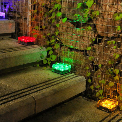 Solar LED Ice Brick Waterproof Glass Ground Light Garden Light-xinru