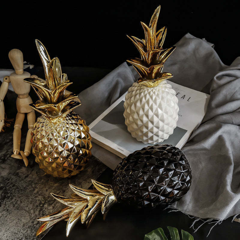 Nordic Light Luxury Ceramic Pineapple Golden Creative Home Accessories-xinru