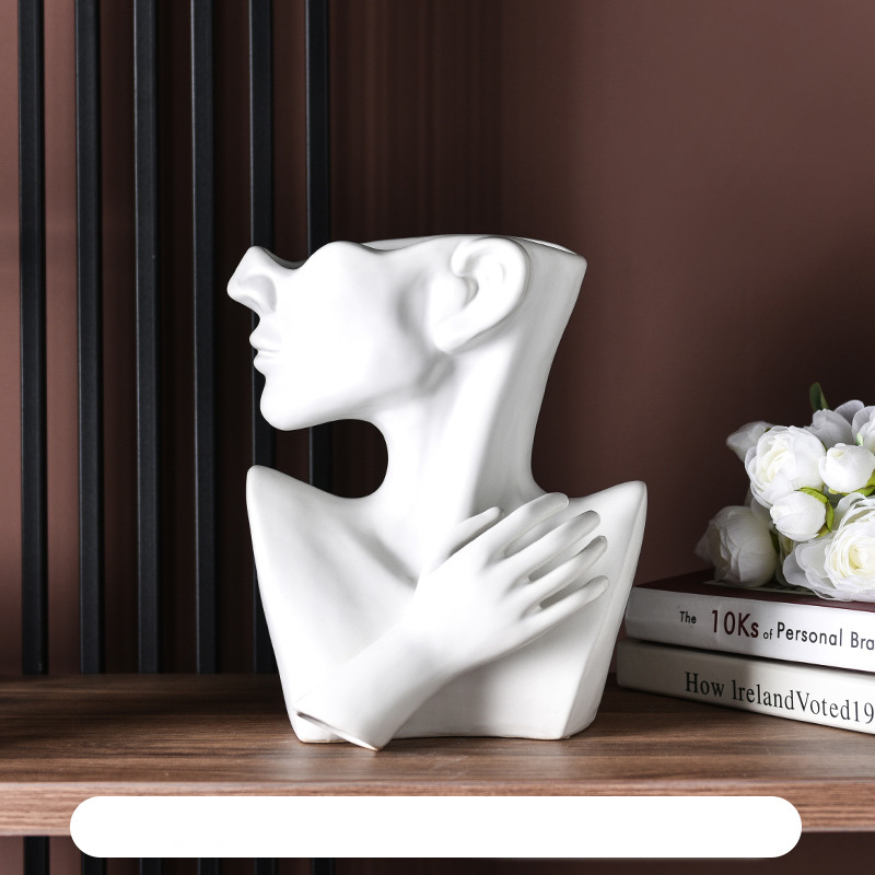 White Ceramic Vase Portrait Nordic Ceramic Vase Decorative Flower Vase Home Decor | Whiteflip