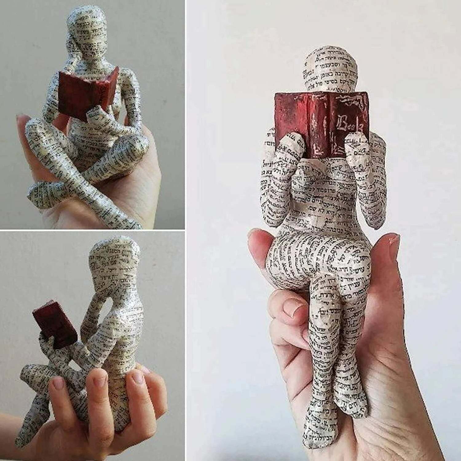 Pulp Woman Reading Resin Statue Bookshelf Abstract Sculptures Figurines Decor-xinru