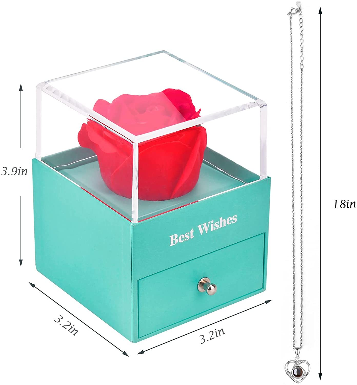 Mother's Day Gift Rose Love Sterling Silver Necklace 100 Languages Gift Box-xinru