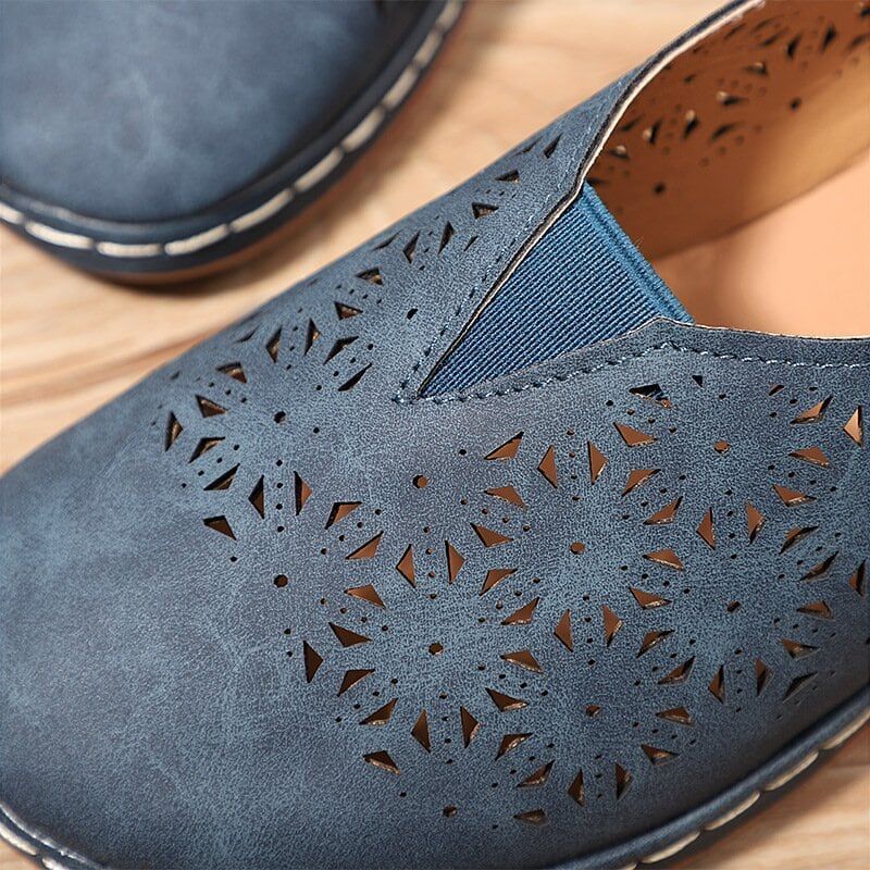 Women Retro Plus Size Hollow Wedges Sandals-xinru