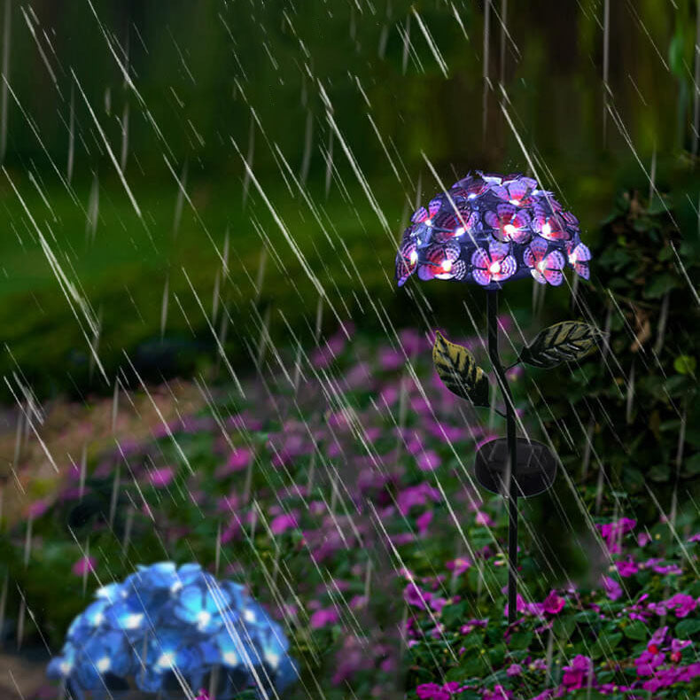 Modern Solar Outdoor Waterproof Simulation Hydrangea LED  Ground Plug Light-xinru