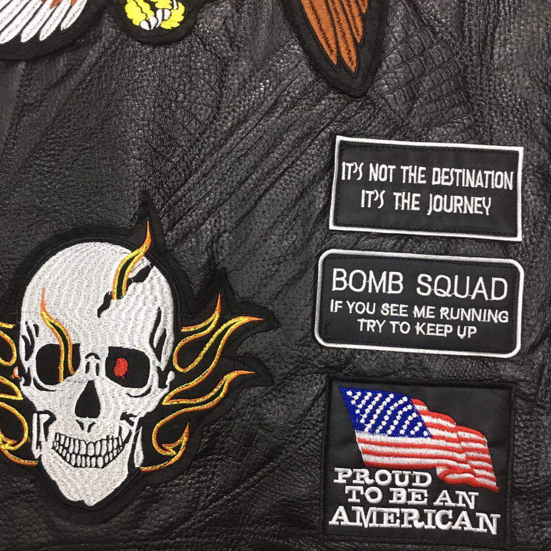 Four Seasons Hand Embroidery Motorcycle Leather Vest For Rider-xinru shop