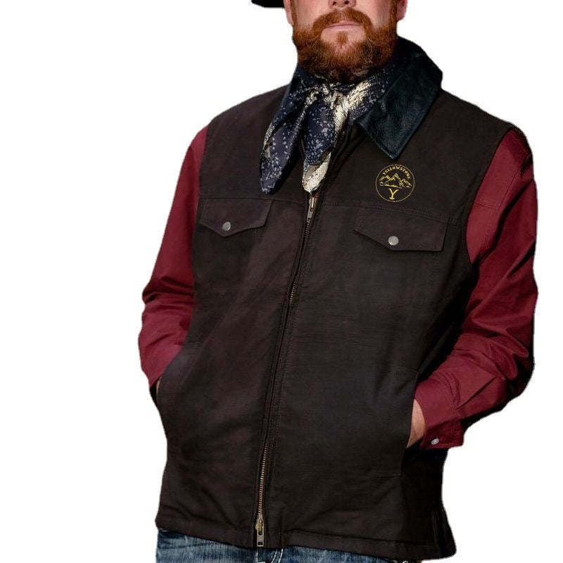 Yellowstone John Dutton Brown Satin Vest-xinru shop
