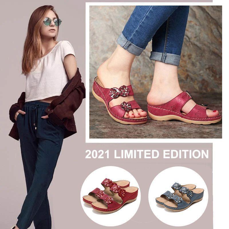 Premium Handicraft Open Toe Charming Fancy Flower Women Sandals-xinru