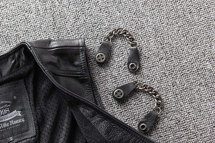 Motorcycle Chain Leather Vest-xinru shop