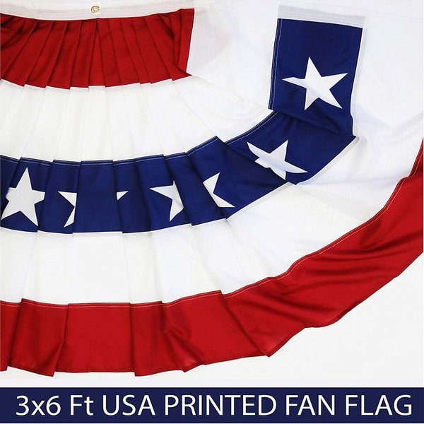 USA Pleated Fan Flag Half Fan Banner Flag Patriotic For Independence Day-xinru
