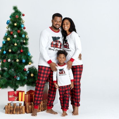 Plus Size Family Matching Plaid Car Carry Christmas Tree Pajamas Sets-xinru shop