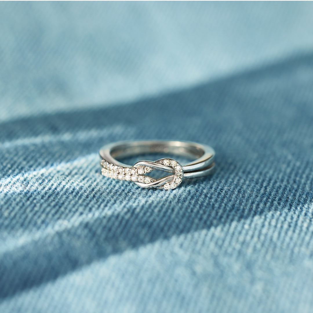 Delicate Sterling Silver Love Knot Ring Mother's Day Gift-xinru