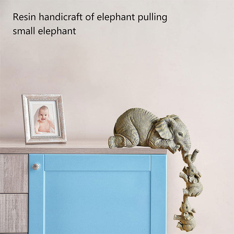 3Pcs Resin Elephant Sitter Figurines Wealth Figurine Hanging Off The Edge of Shelf Table Home Decoration-xinru shop