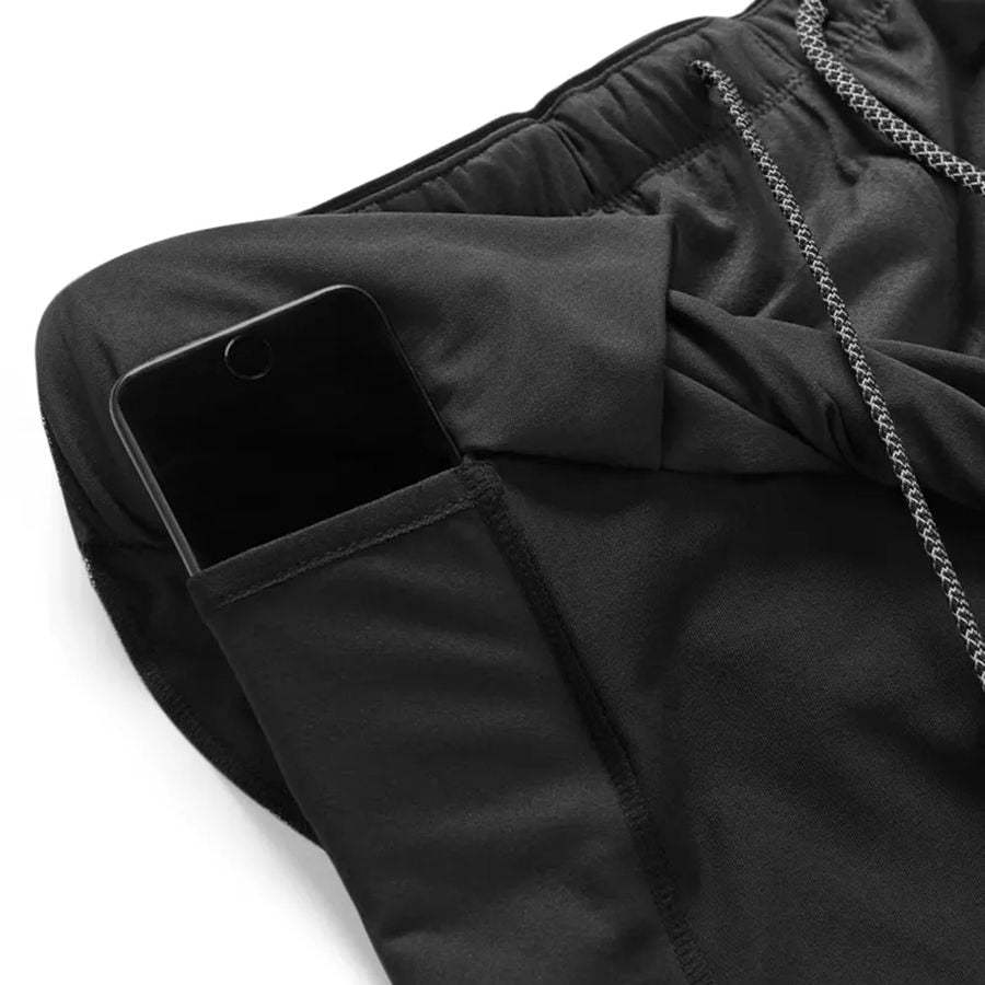 Men Drawstring Waist Sports Shorts With Phone Pocket-xinru