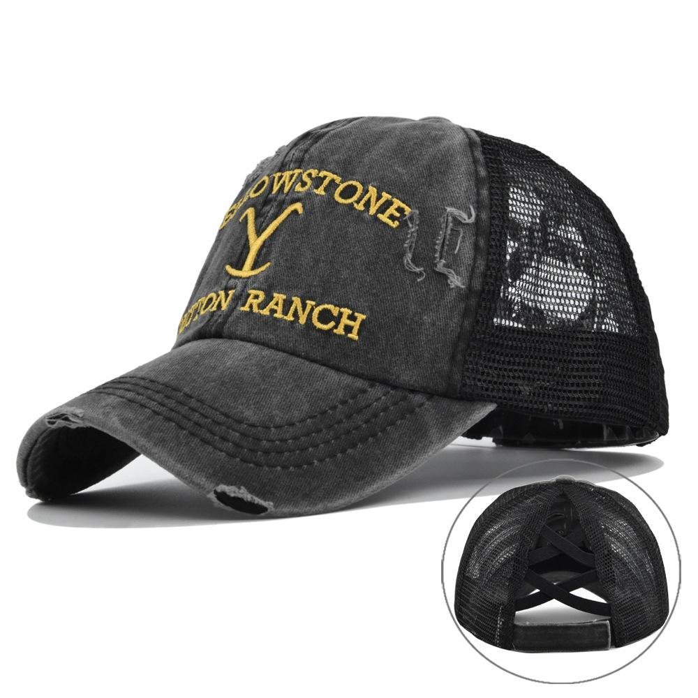 Yellowstone Dutton Ranch Y logo Distressed Trucker Hat Cap Yellowstone TV Show-xinru shop