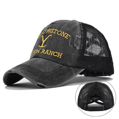 Yellowstone Dutton Ranch Y logo Distressed Trucker Hat Cap Yellowstone TV Show-xinru shop