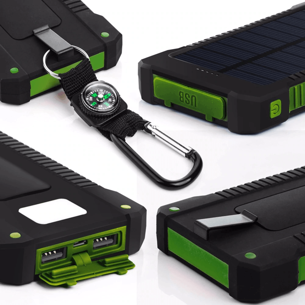 20000mAh Dual-USB Waterproof Solar Portable  Compass Battery Charger-xinru