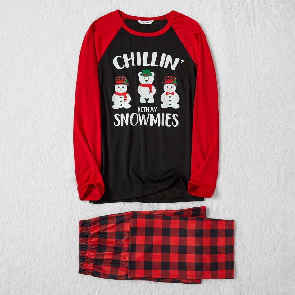 Plus Size Family Matching Snowman Print Plaid Christmas Pajamas Sets-xinru shop