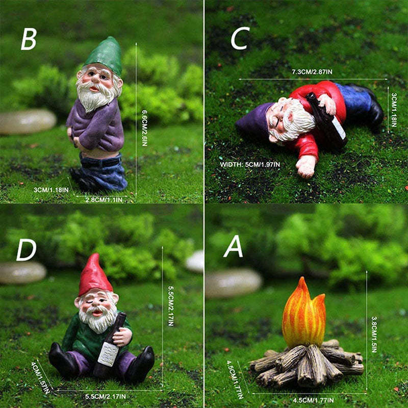 Drunk Dwarf Garden Gnomes 4 Pack-xinru
