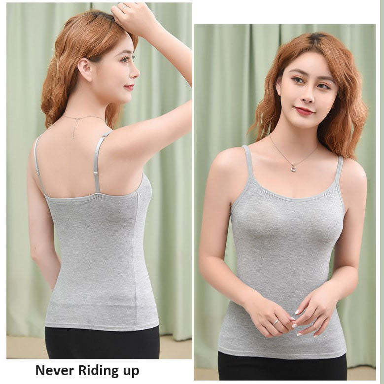 Women's Stretch Cotton Camisole Built-in Bra-xinru