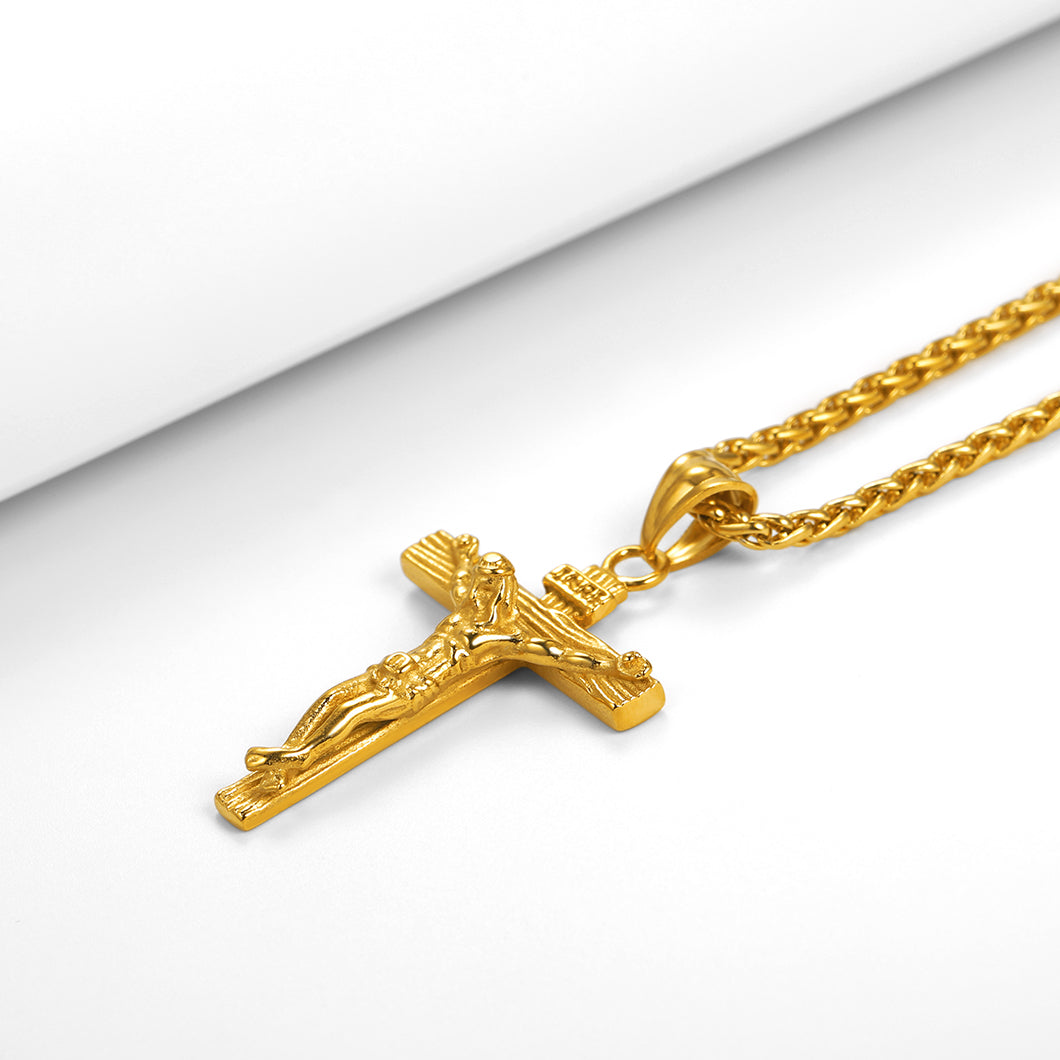 Crucifix Cross Necklace Catholic Pendant For Men-xinru