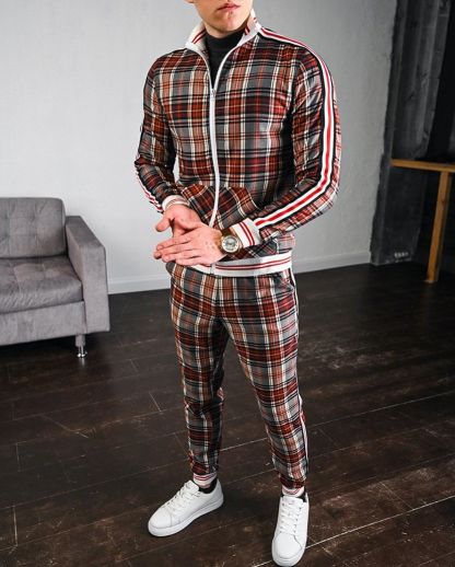 Stylish Guardsmen Matching Plaid Set Track Suits-xinru