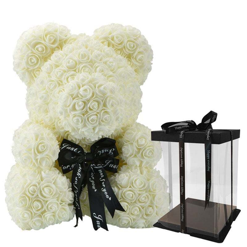 Luxury Rose Bear With Gift Box 25cm-xinru shop