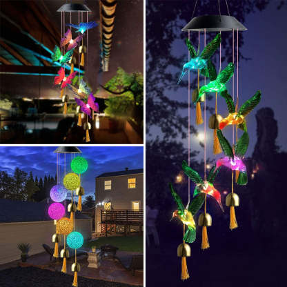 Solar Waterproof Color Changing Wind Chime Hummingbird Light-xinru