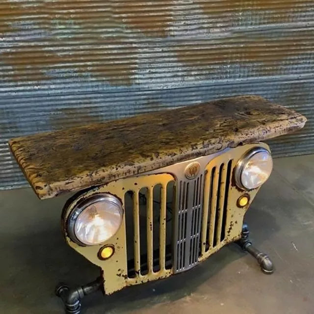 Resin Steampunk Industrial Table Model Car Head Sculpture Statue Ornament Decor-xinru