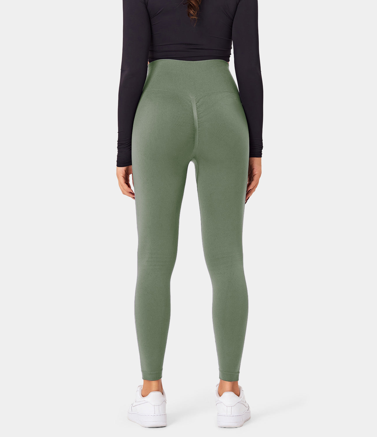 Seamless Flow High Waisted Butt Lifting Plain Full Length Leggings-xinru shop