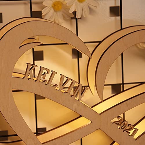 Mother's Day Gift Personalized Decor LED Wooden Engraved Name Wall Night Light-xinru