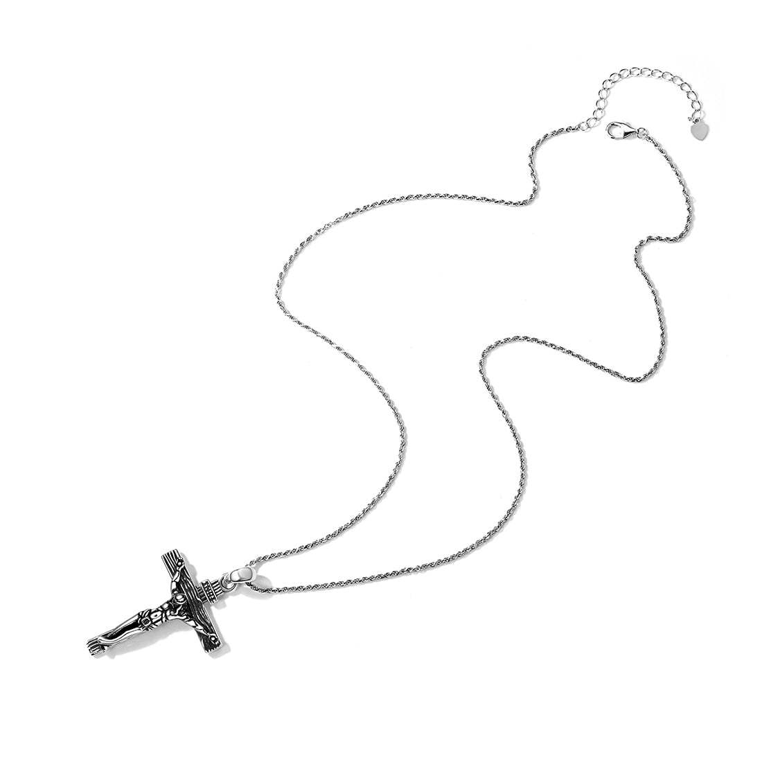 Sterling Silver Crucifix Cross Necklace Jesus Pendant For Men Women-xinru