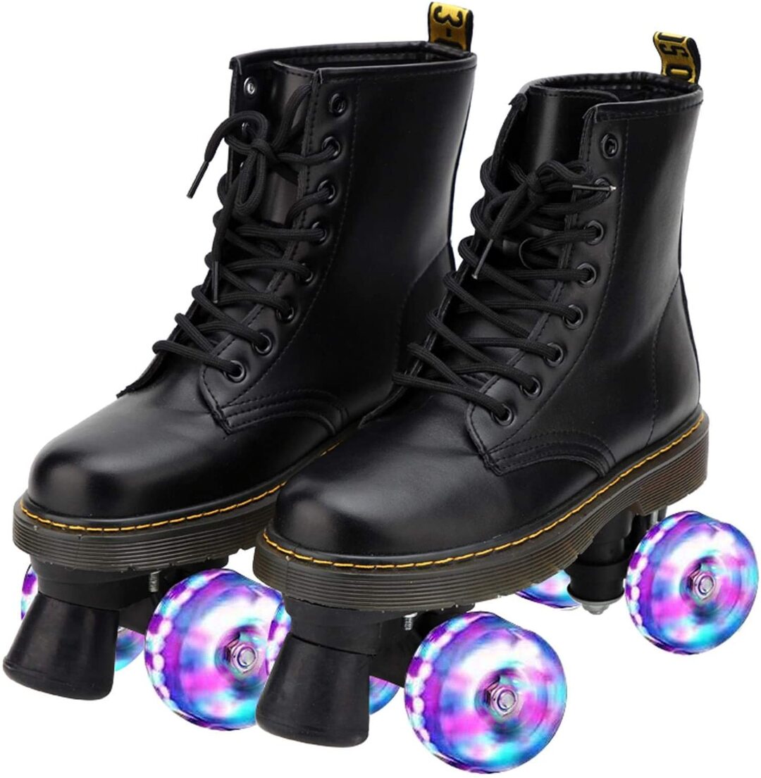 Black Flash Roller Skates Leather Martens Skates-xinru shop